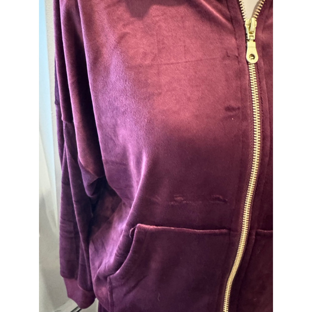 Felina | Women's Luxe Velour Zip Hoodie Track Pants & Joggers | Color-Fig Size M - Picture 6 of 11